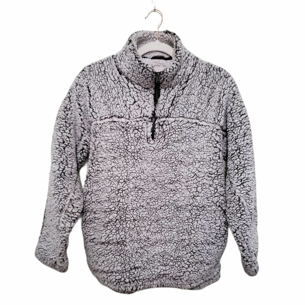 Elodie Faux Shearling Gray Half Zip Pullover -NWOT